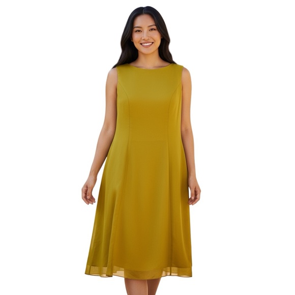 Women’s Gold Yellow A-Line Sheath Dress Sz 16W - Picture 1 of 6